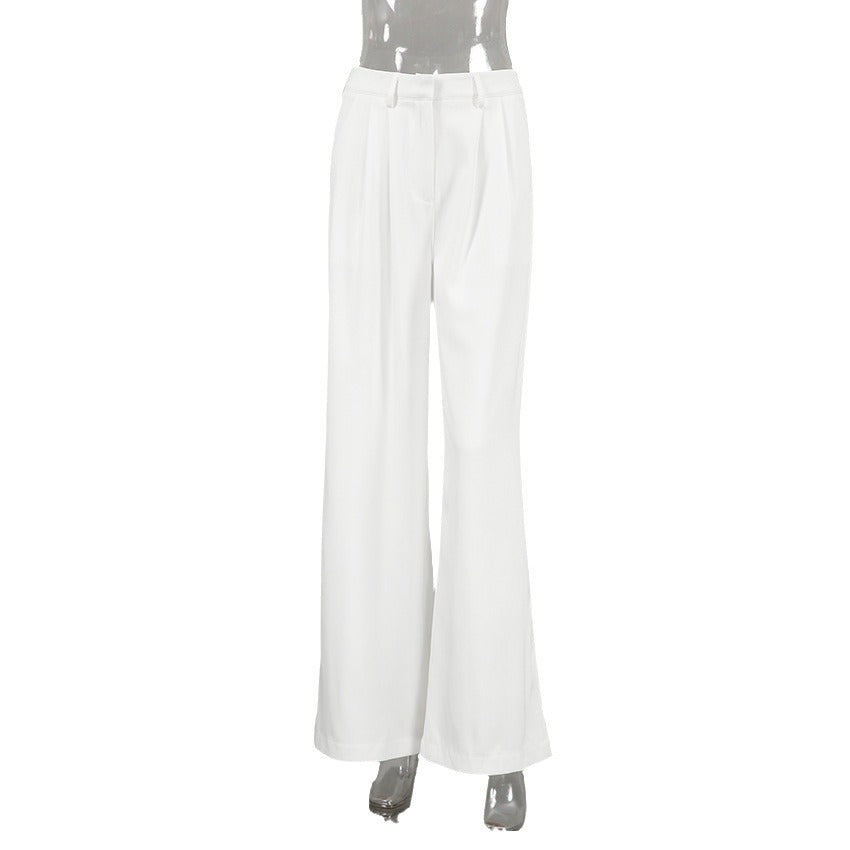 Women's White Trousers Fashionable Simple Casual Loose Clothing