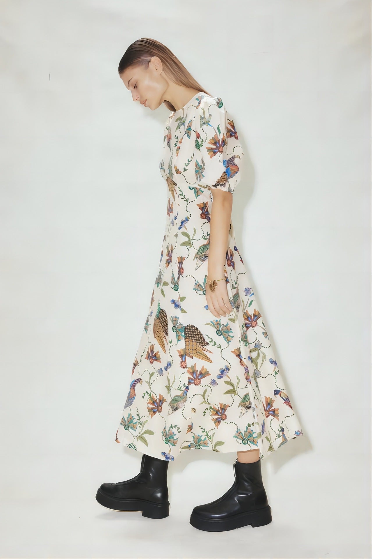 Personalized Fashion Hundred Birds Print Slim Dresses