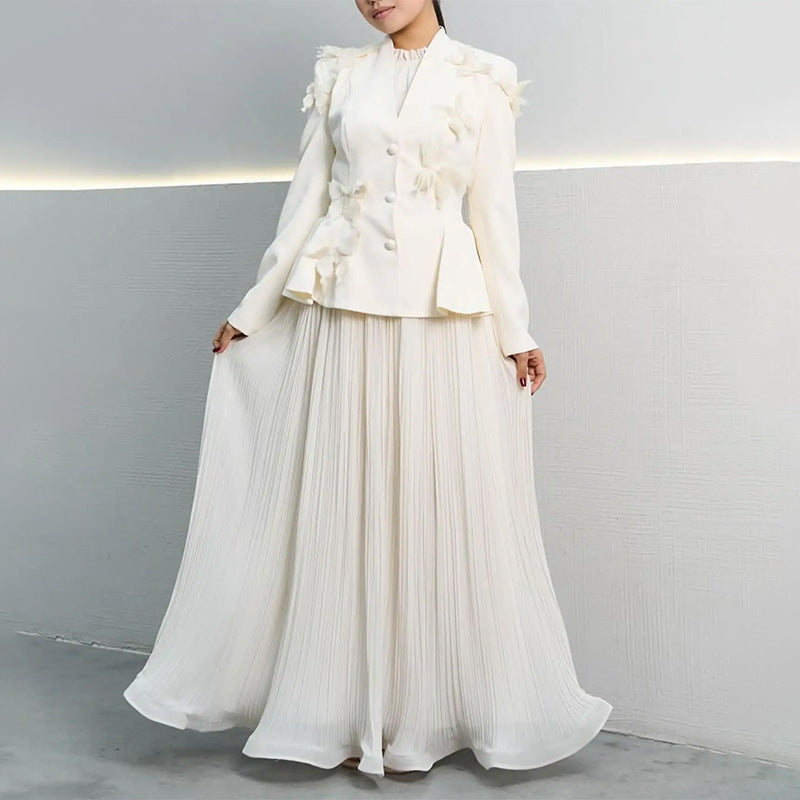 Spring Elegant Loose Three-dimensional Flower Ruffled Suits