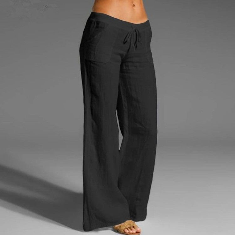 Women's High Waist Wide Leg Flared Pocket Pants
