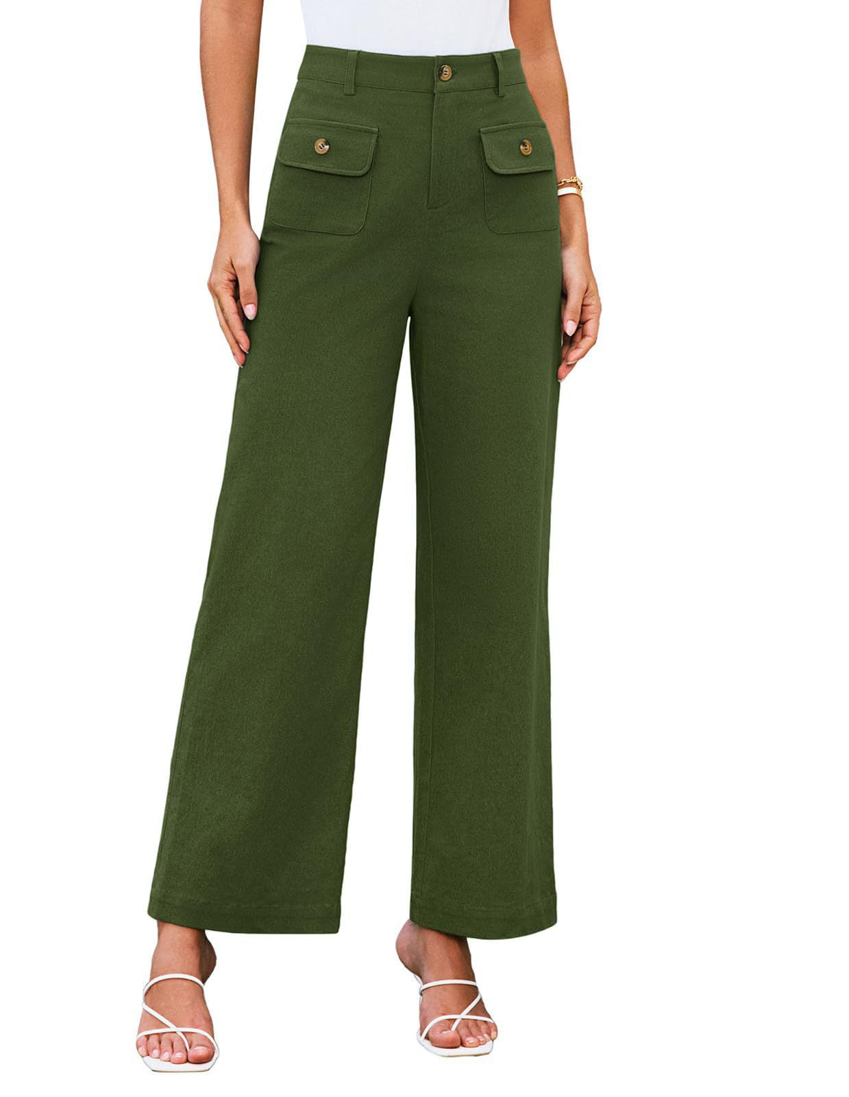 Women's Wide Leg Stretch Trousers Formal Wear Business Pants