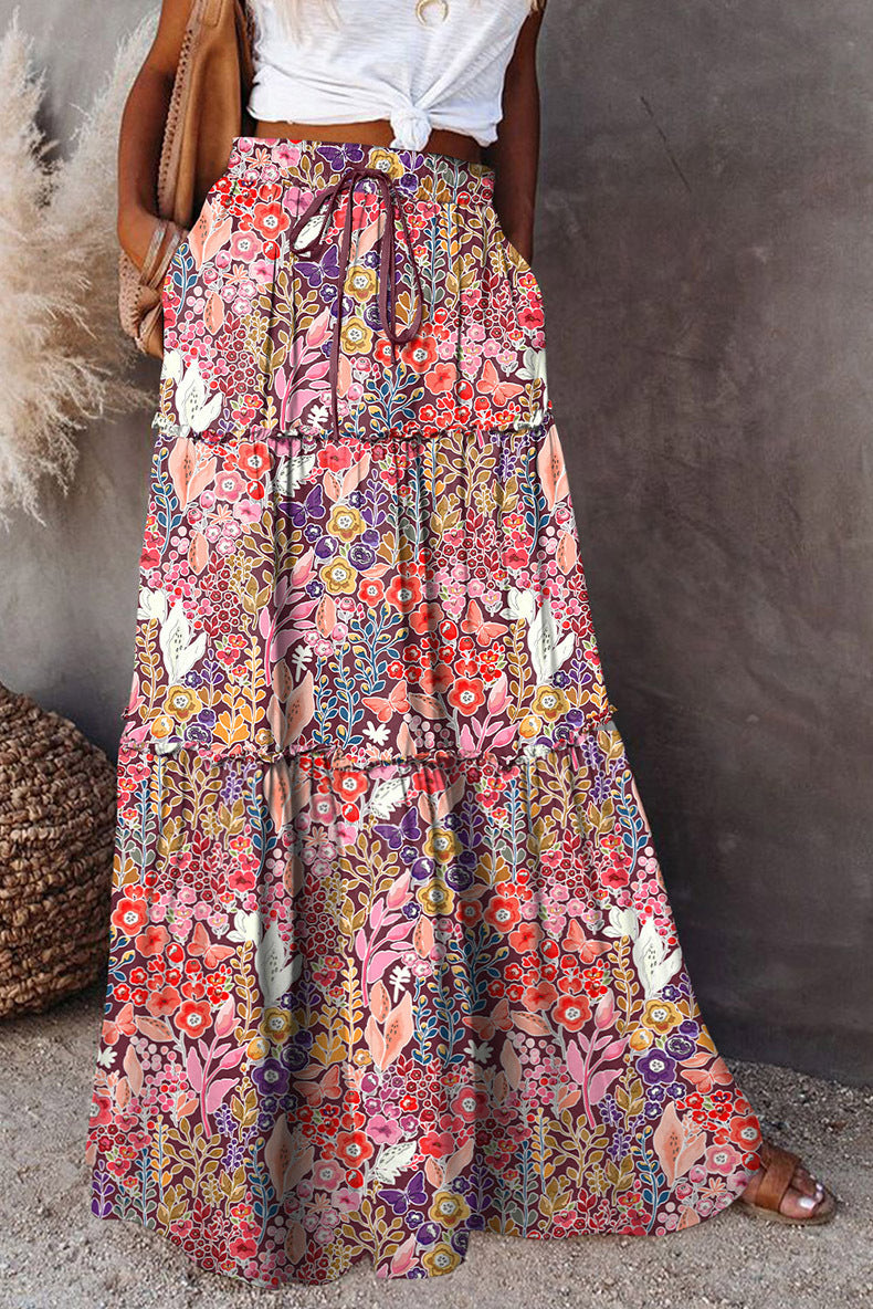 Bohemian Style Loose Casual High Waist Skirts