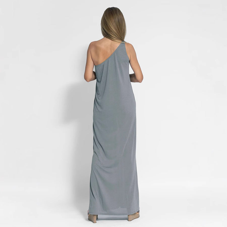 Women's Summer Split Solid Color Fashion Long Dresses