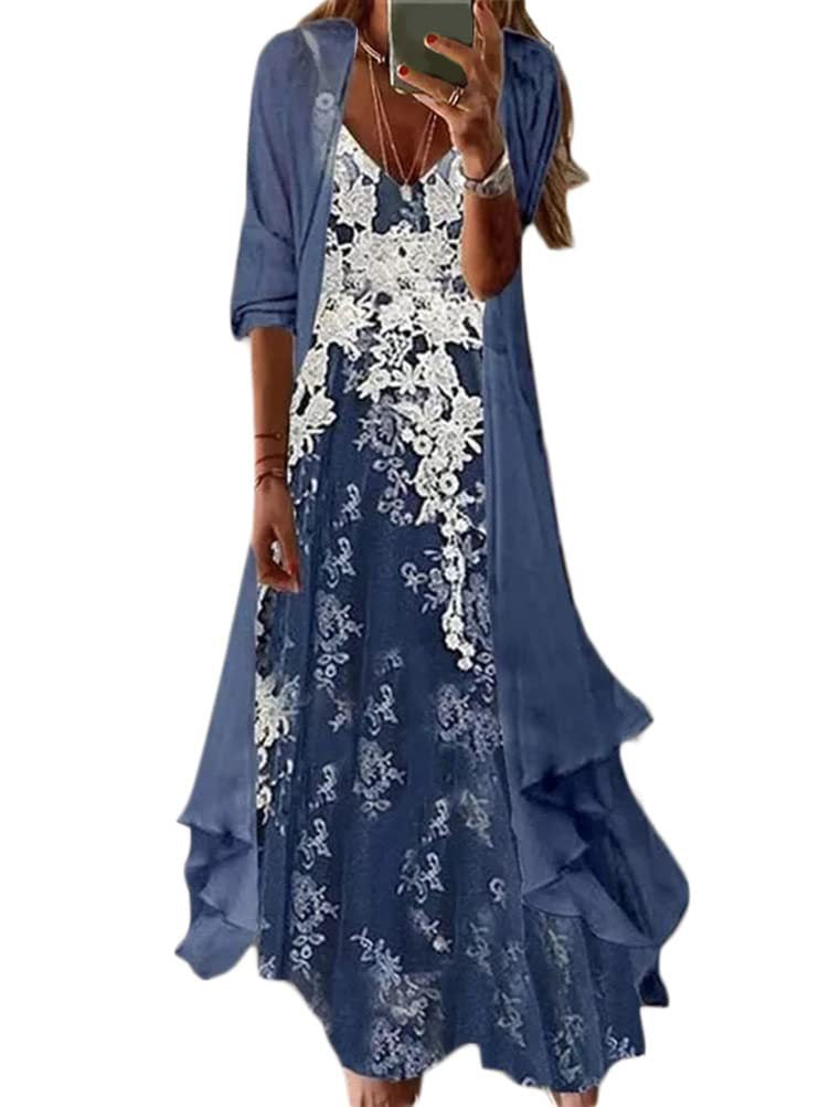 Women's Summer Print Holiday Suspender Dress Outerwear Dresses