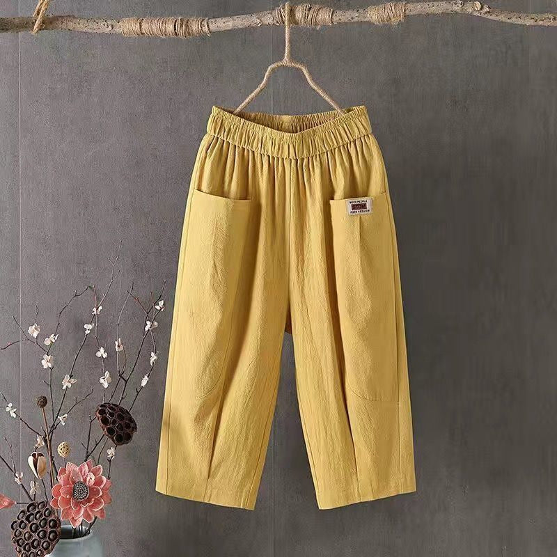 Women's Capri Summer Loose Comfort Breathable Elastic Waist Pants