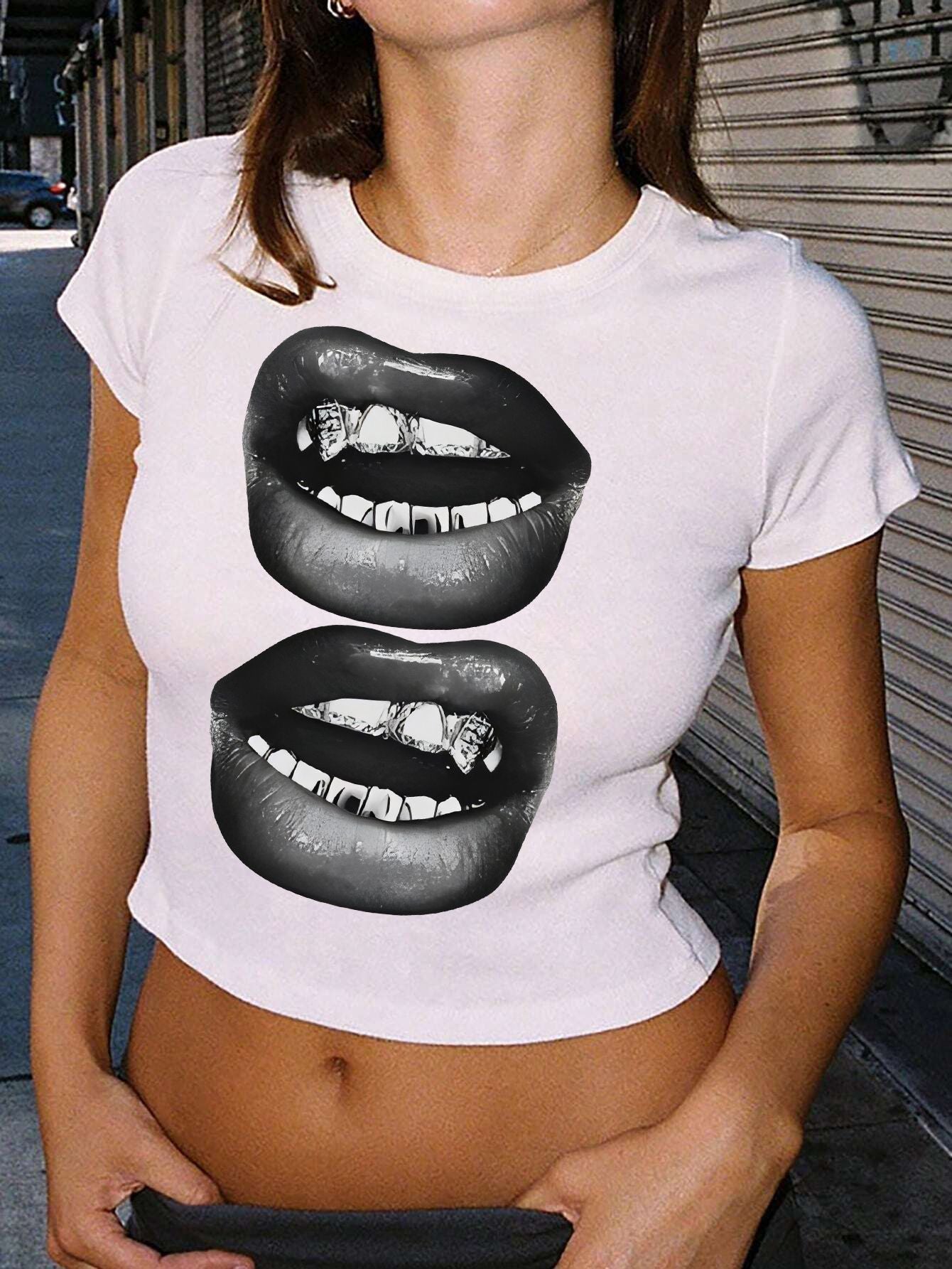 Women's Summer Sweet Spicy Printed T-shirt Personality Blouses