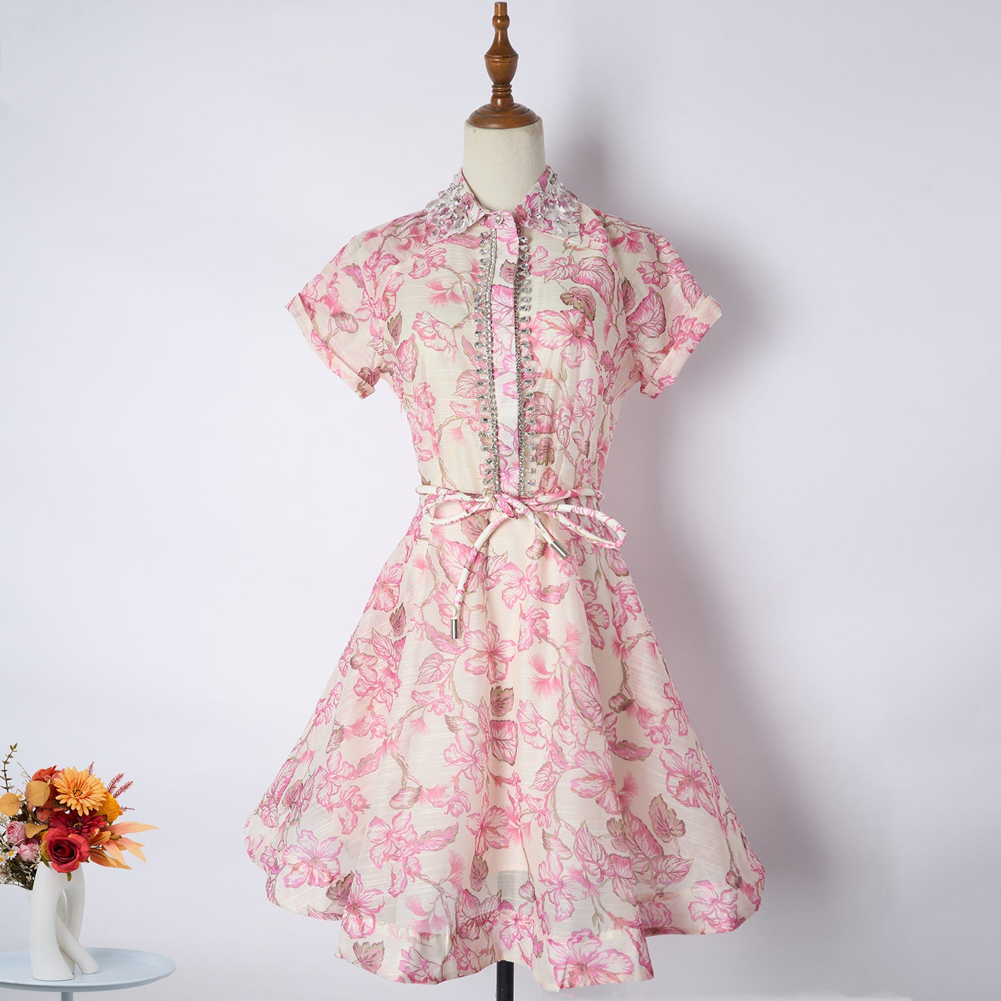 Australian Design Sense Niche Print Delicate Rhinestone Dresses