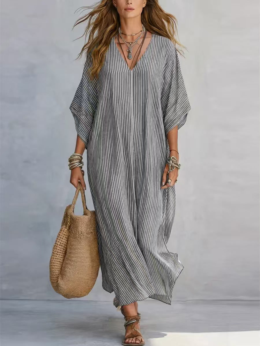 Loose Vacation Fashion Casual Shirt Striped Dress
