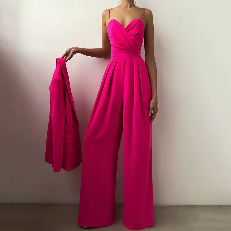 Sling Straight Mop Floor Minimalist Sleeveless Jumpsuits