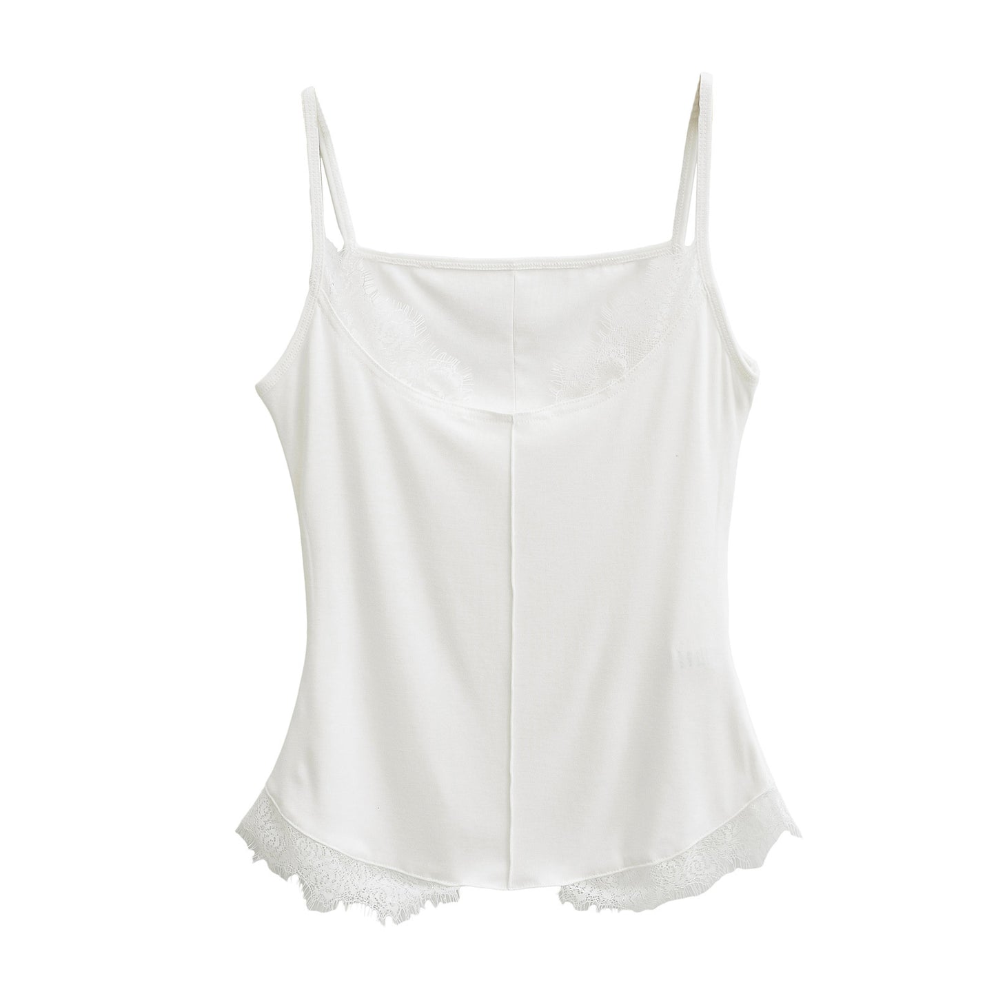 Women's Slim Lace Edge Round Neck Camisole Tops