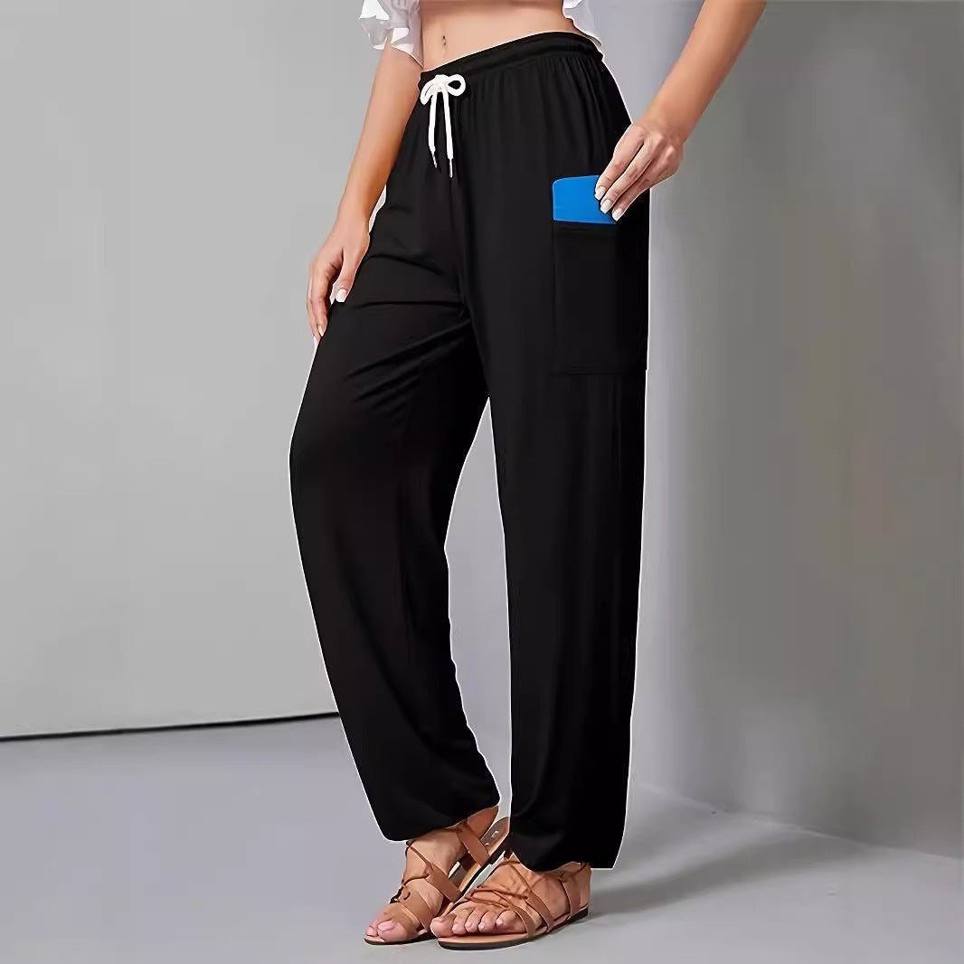 Women's Drawstring High Waist Harem Yoga Side Pants