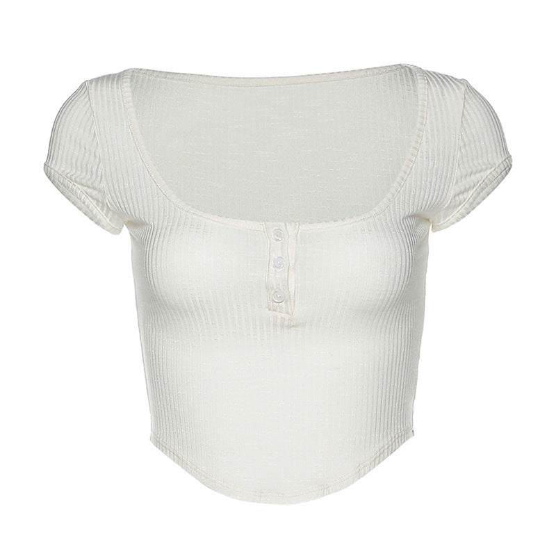 Women's Wear Collar Solid Color Sexy Bare Midriff Slim Fit Blouses