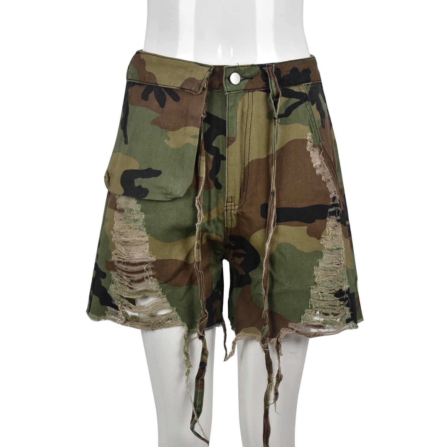 Women's Summer Sexy Tassel Camouflage Pocket Street Pants