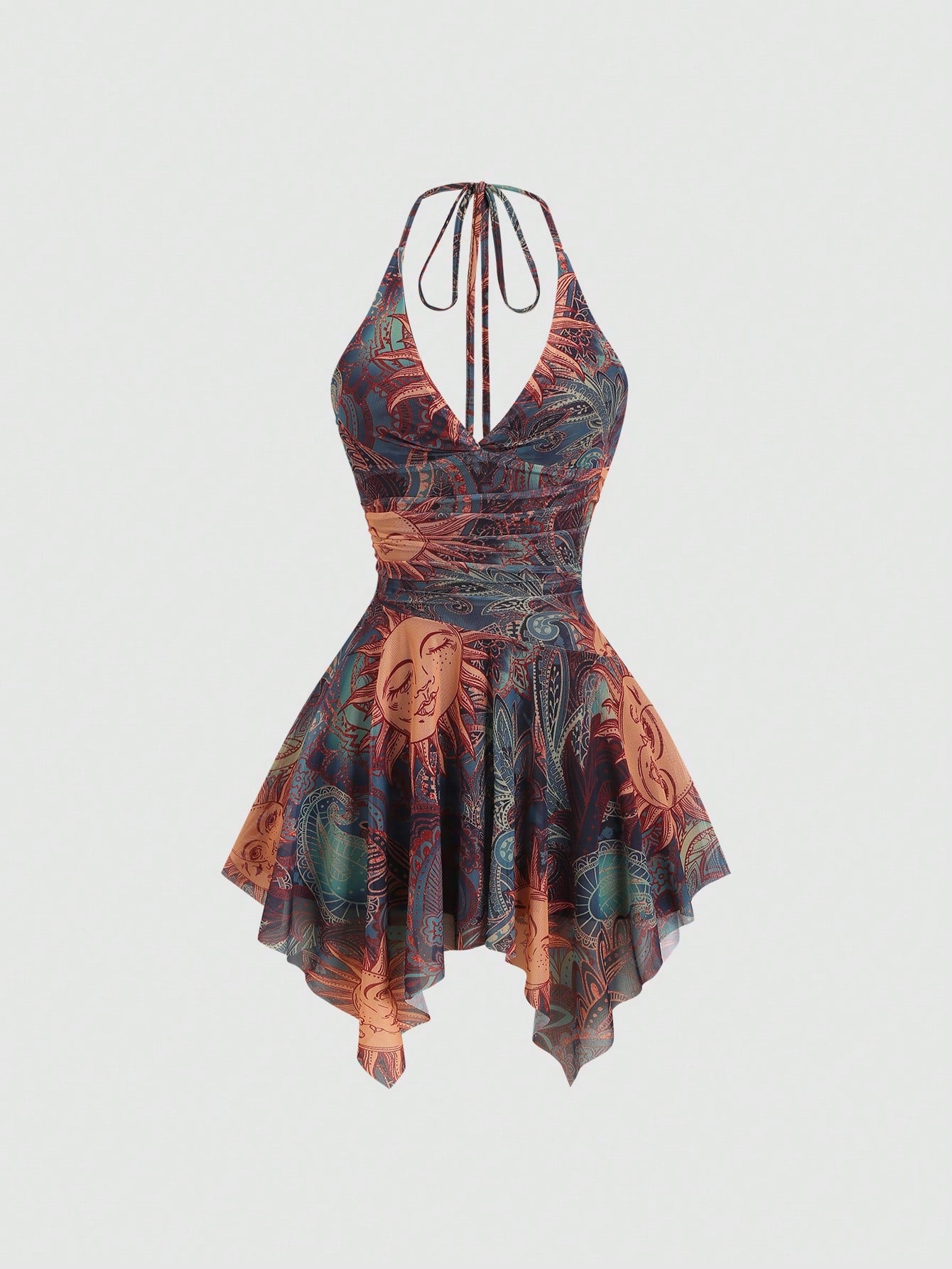 Holiday Mesh Suspender Sexy Irregular Hem Dress