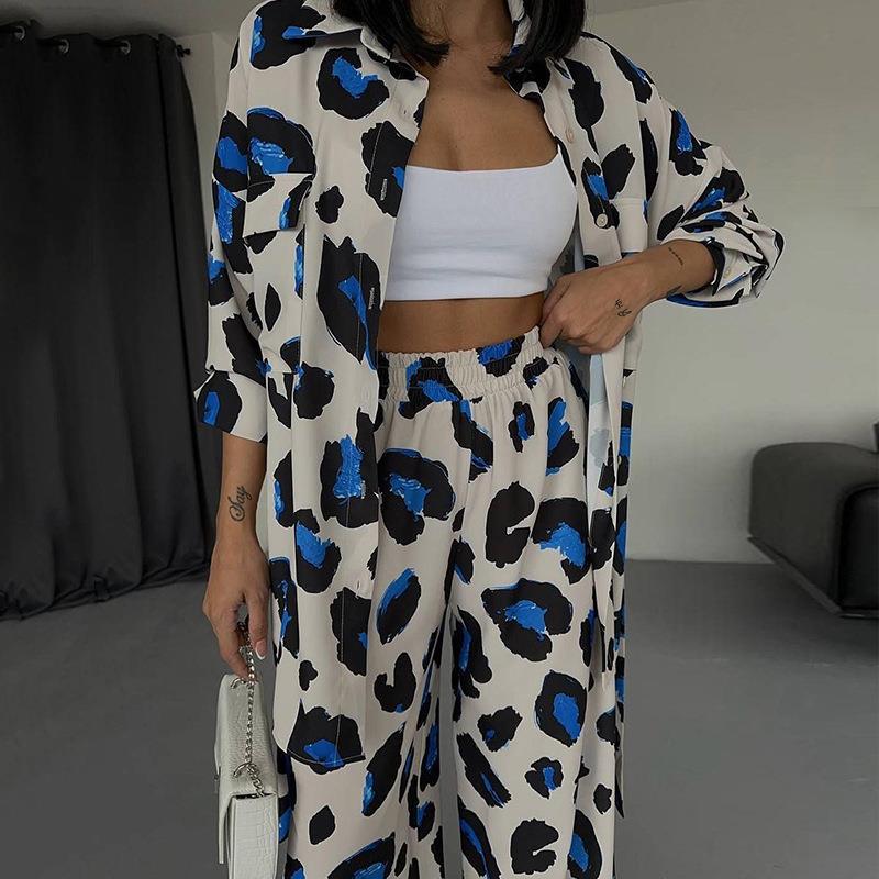 Women's Autumn Print Design Long-sleeved Shirt Two-piece Fashion Casual Suit