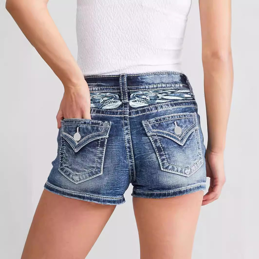 Women's Denim Slim Embroidery Fashion Hot Versatile Jeans