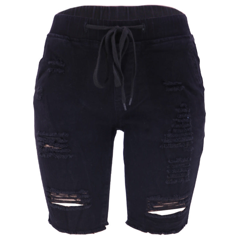 Spring Ripped Elastic Medium Water Blue Jeans