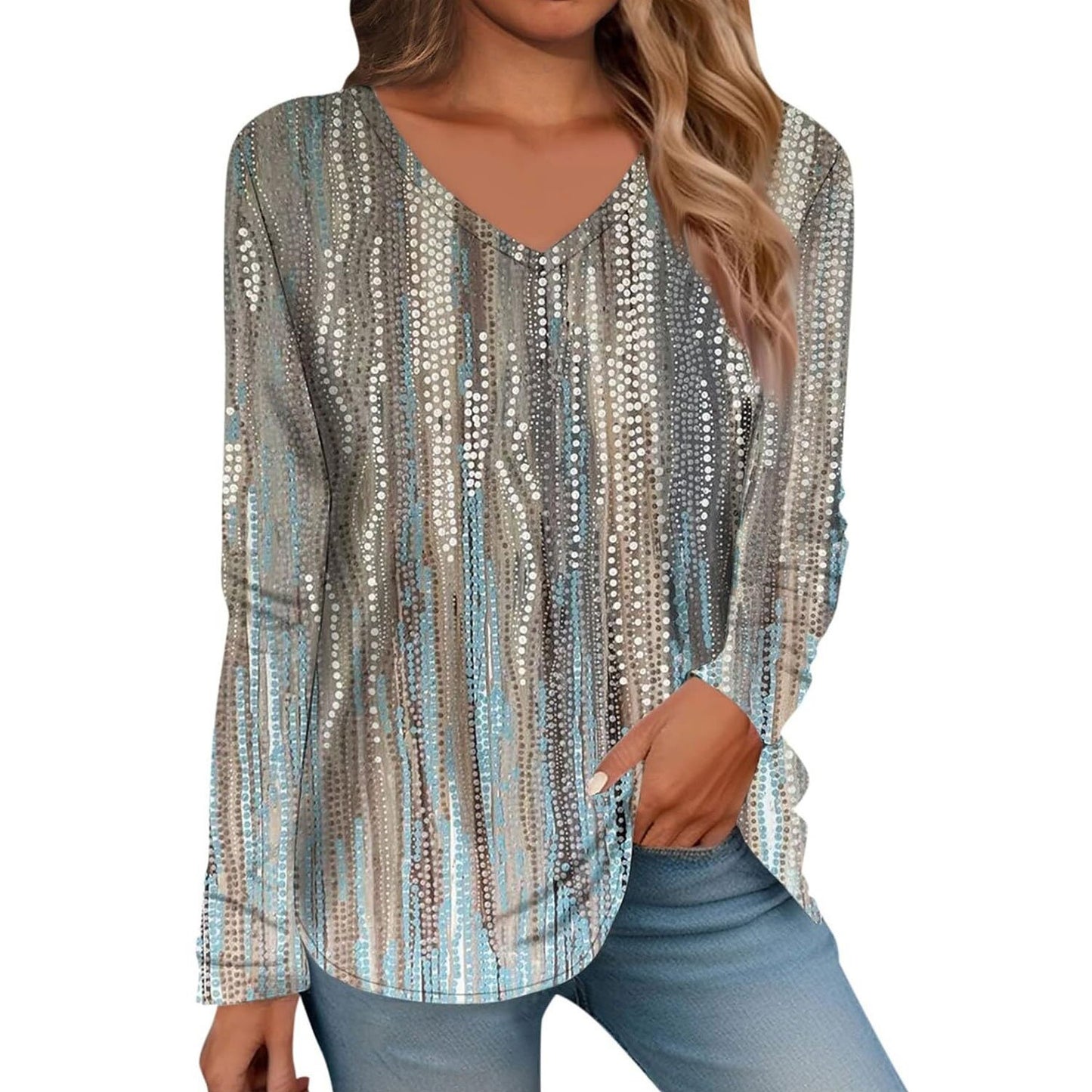Women's Versatile Creative Printed Long Sleeves Blouses