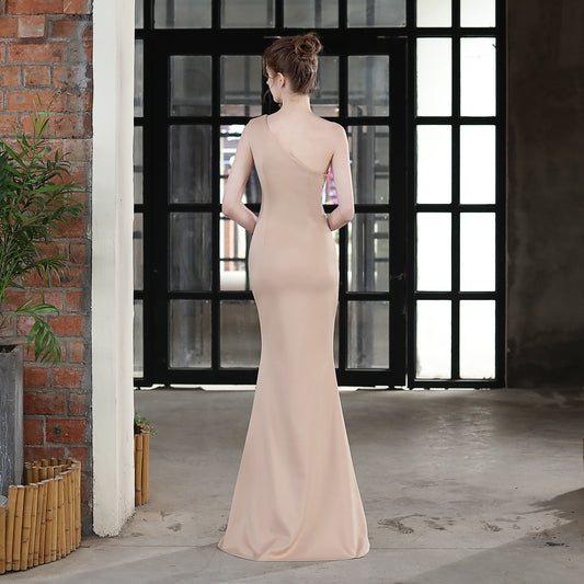 Toast Bride Long One Shoulder Appreciation Evening Dresses
