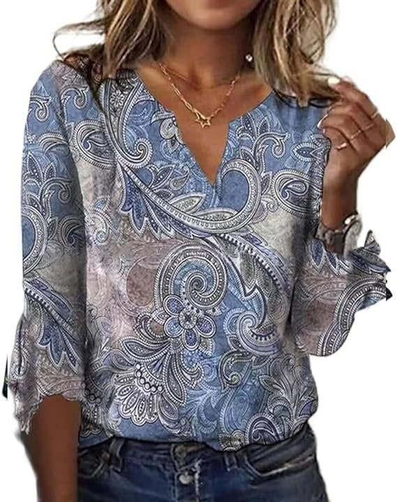 Women's Long-sleeved Printed Ethnic Fashion T-shirt Blouses