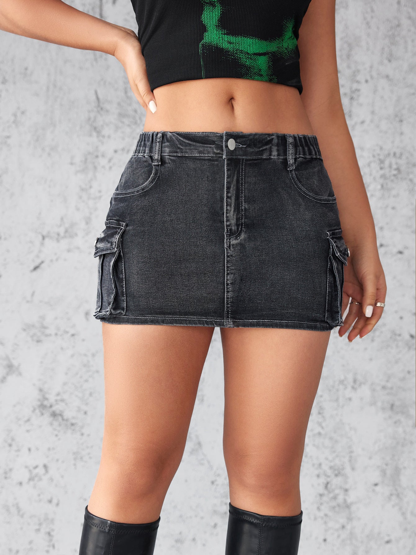 Women's Denim Summer Retro Stretch Pocket Skirts