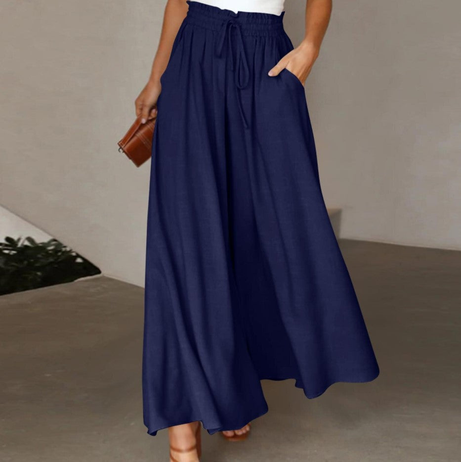 Women's Waistband Wide Leg High Waist Long Pants
