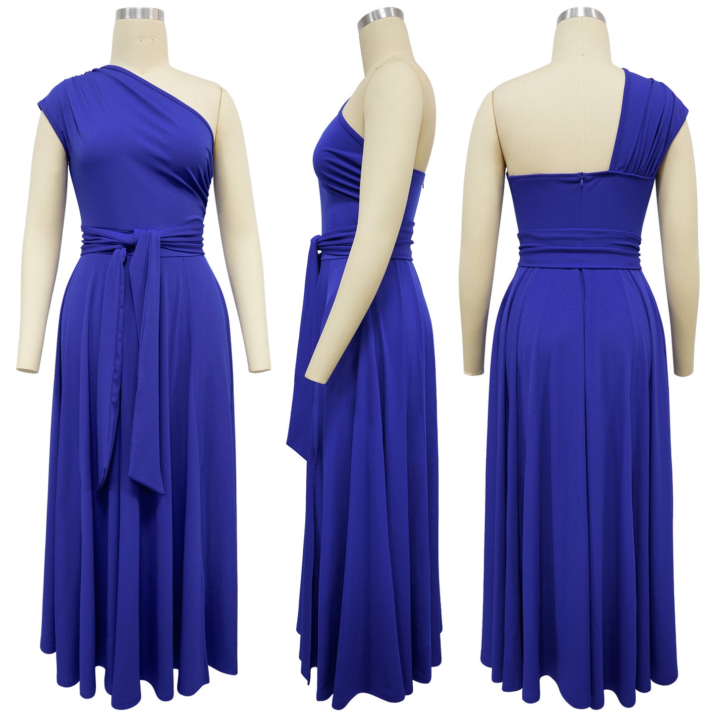 Women's Summer Fashion Wear Sleeveless Diagonal Collar Dresses