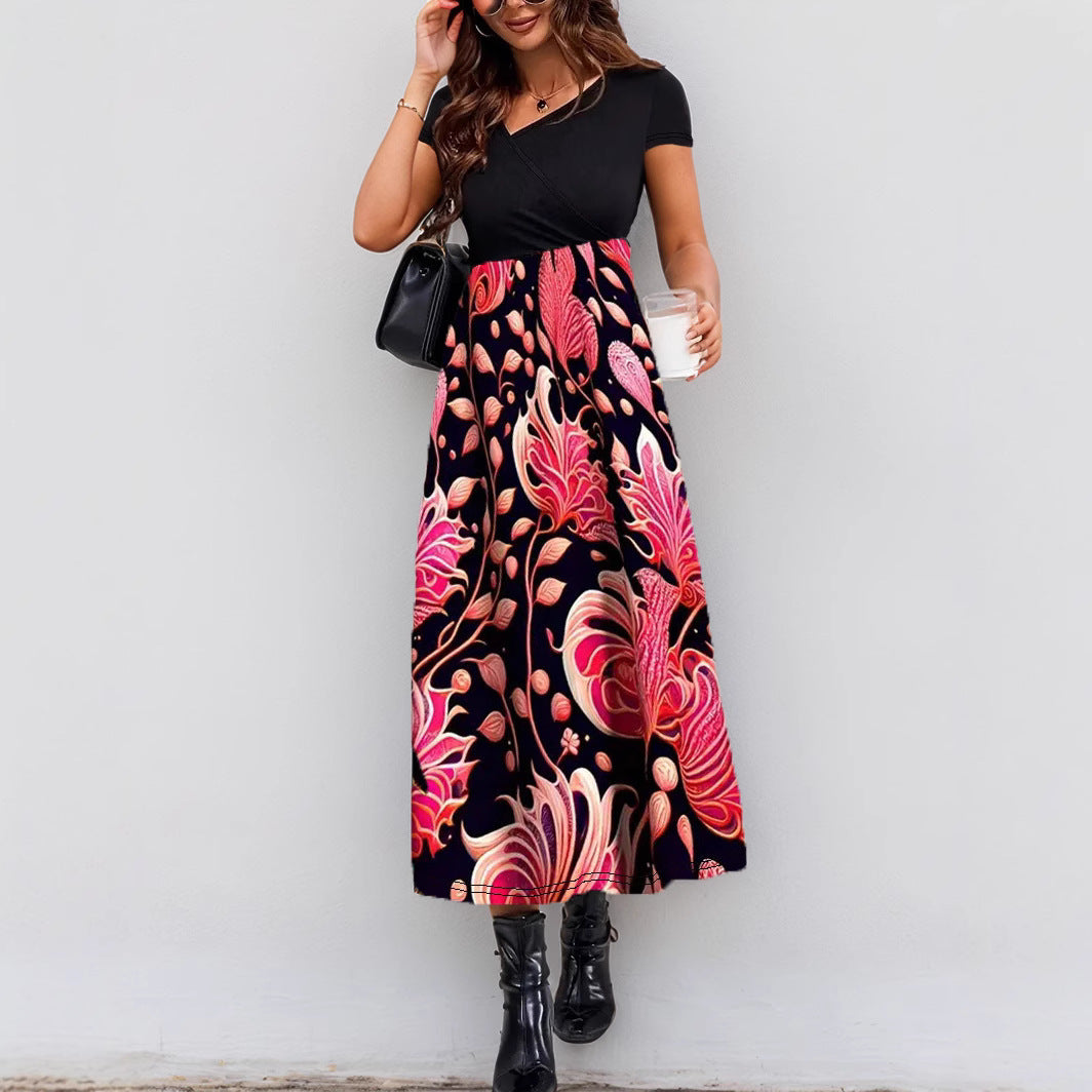 Women's Stitching Printing Elegant Fashion Dress Clothing