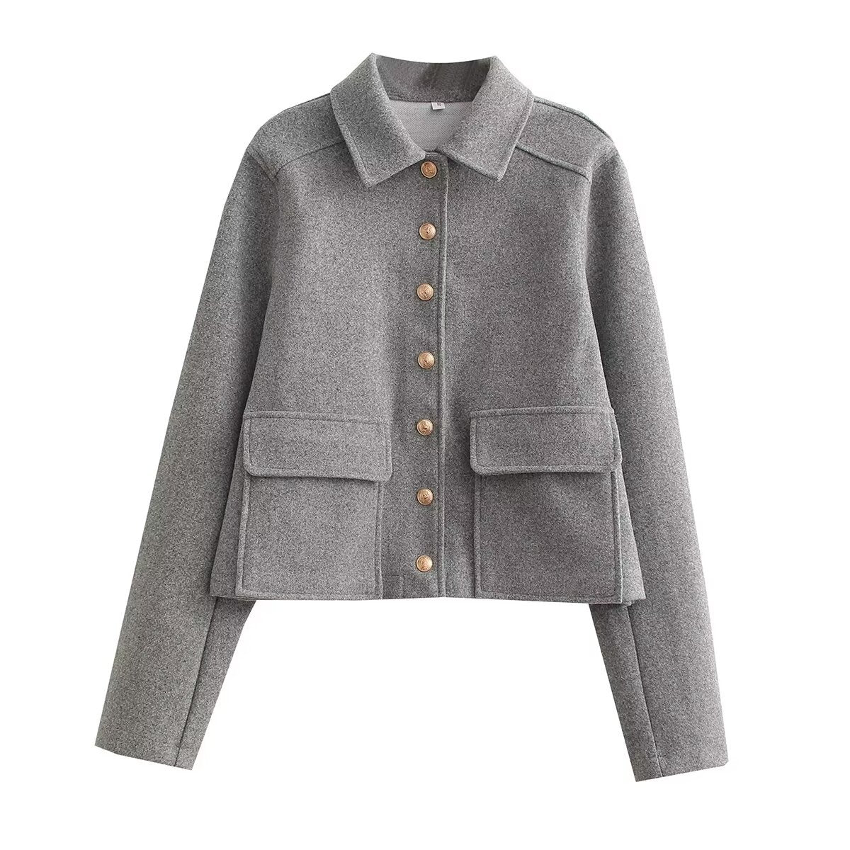 Women's Lapel Classic Style Single-breasted Soft Metal Coats