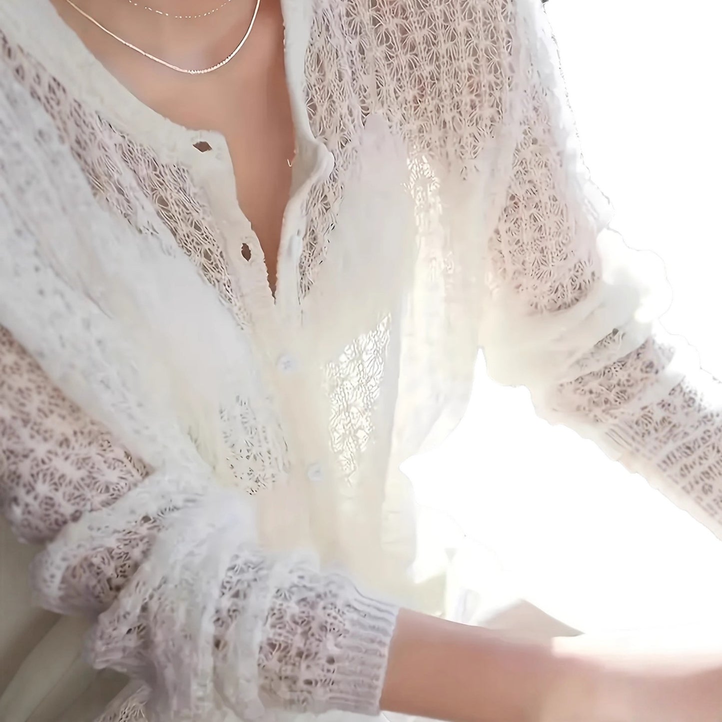 Women's Style Niche Thin Hollow Long-sleeved Knitted Autumn Summer Design Loose Sweater