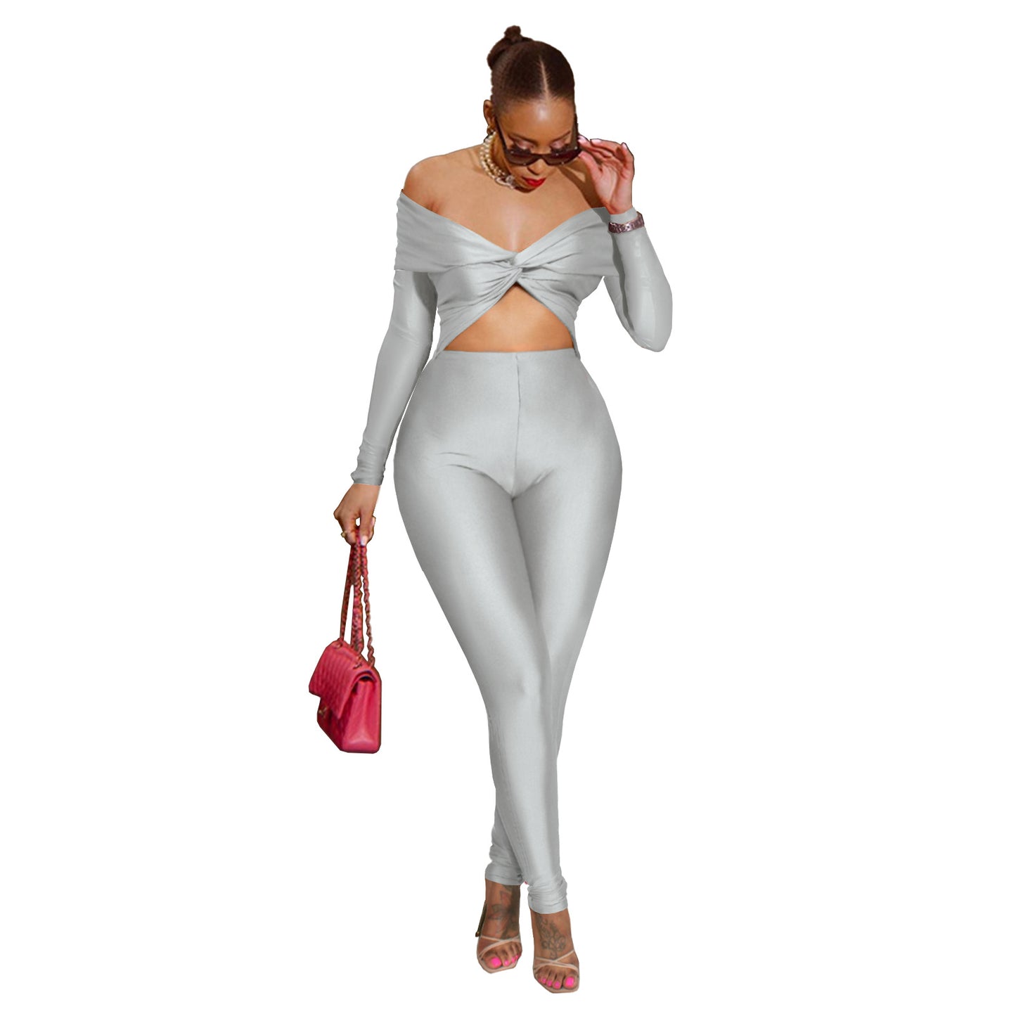 Women's Twist Navel Sexy High Waist Long Jumpsuits