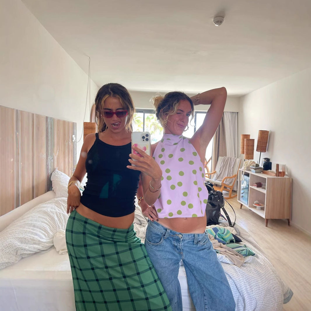 Women's Halter Elegant Sleeveless Cold-shoulder Long Irregular Tops