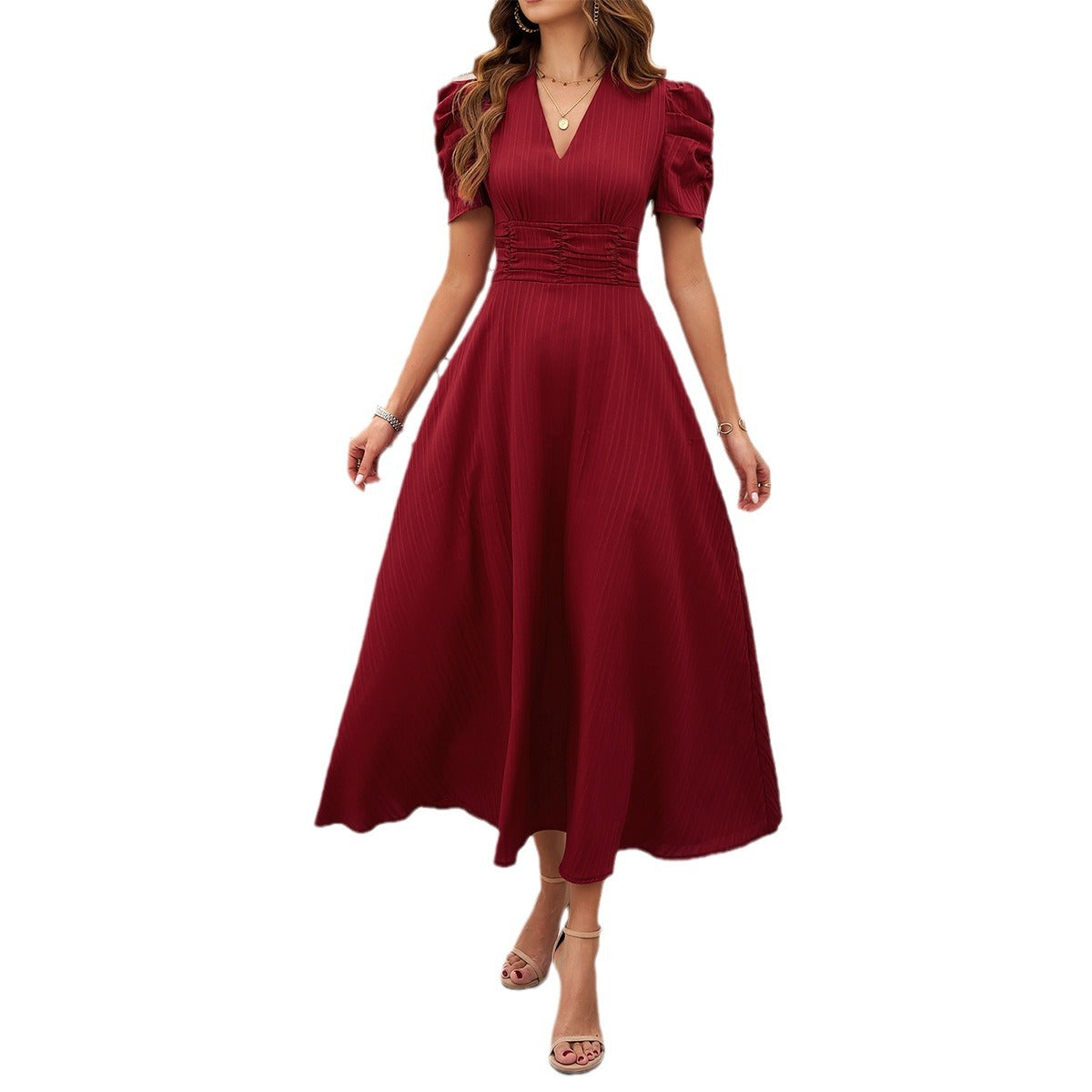 Elegant Solid Color Waist Tight Dress Dresses