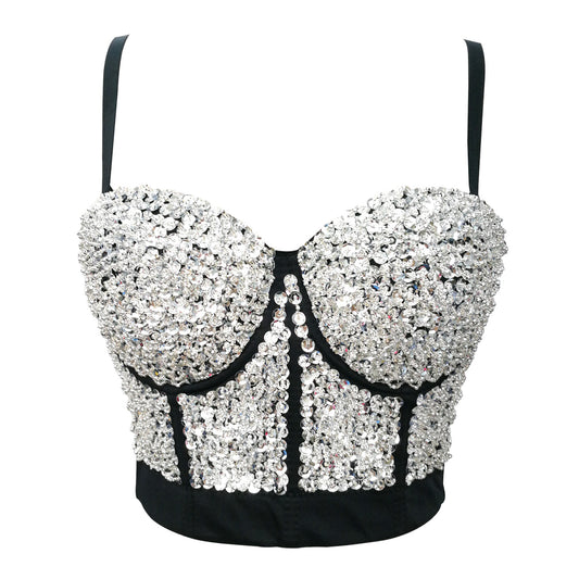 Women's Starry Beaded Bra Sexy Tube Fishbone Tops