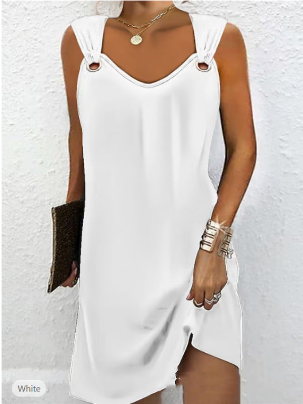 Women's Classy Sleeveless Metal Button Dress Sweaters