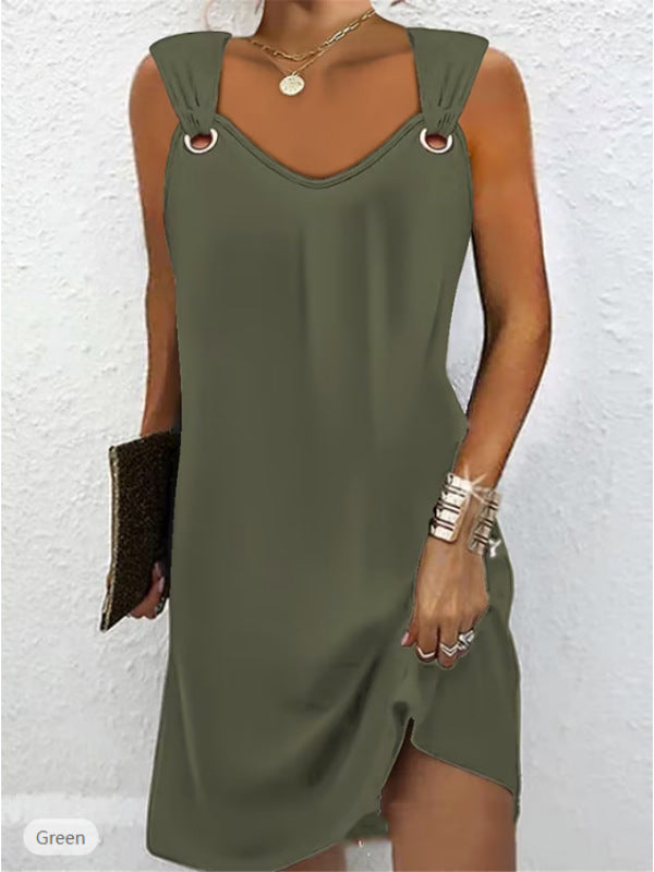Women's Classy Sleeveless Metal Button Dress Sweaters