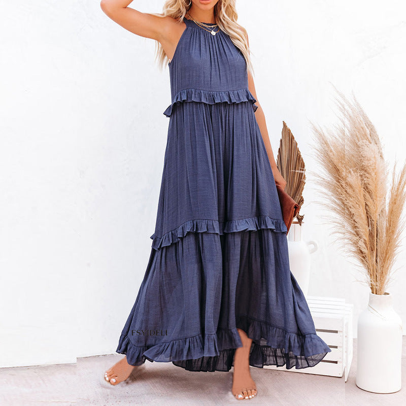 Summer Dress Irregular Cake Sleeveless Long Dresses