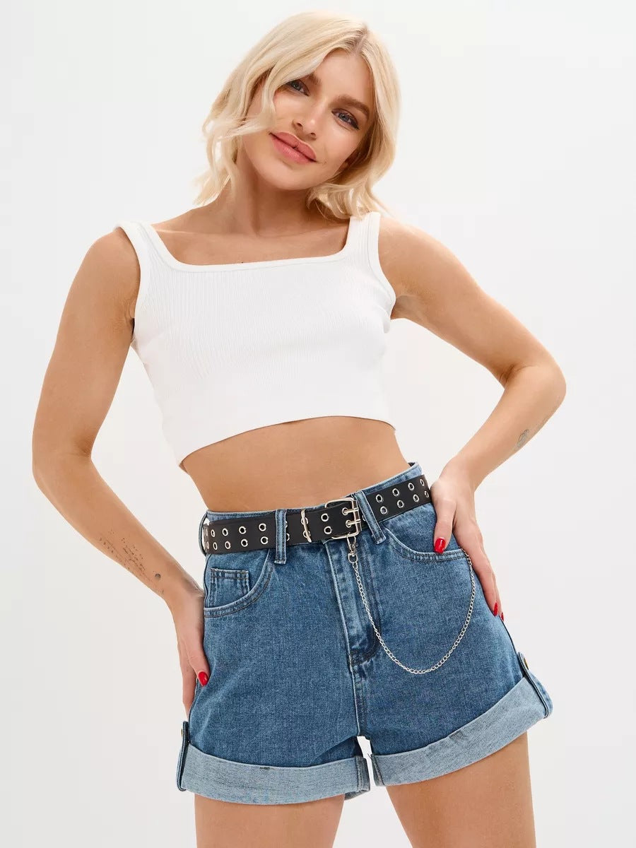 Women's Curling Straight Denim High Waist With Jeans