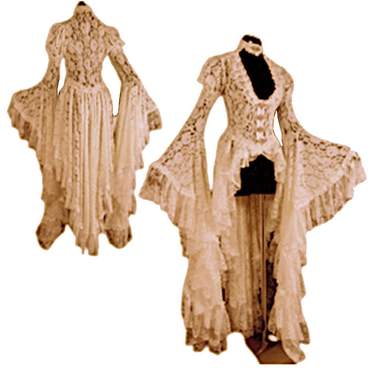 Women's Vintage Court Style Lace Embroidery Sexy Patchwork Antique Dresses