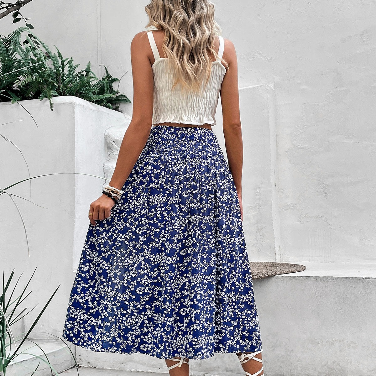 Summer Leisure Vacation Fresh Wind Blue Skirts