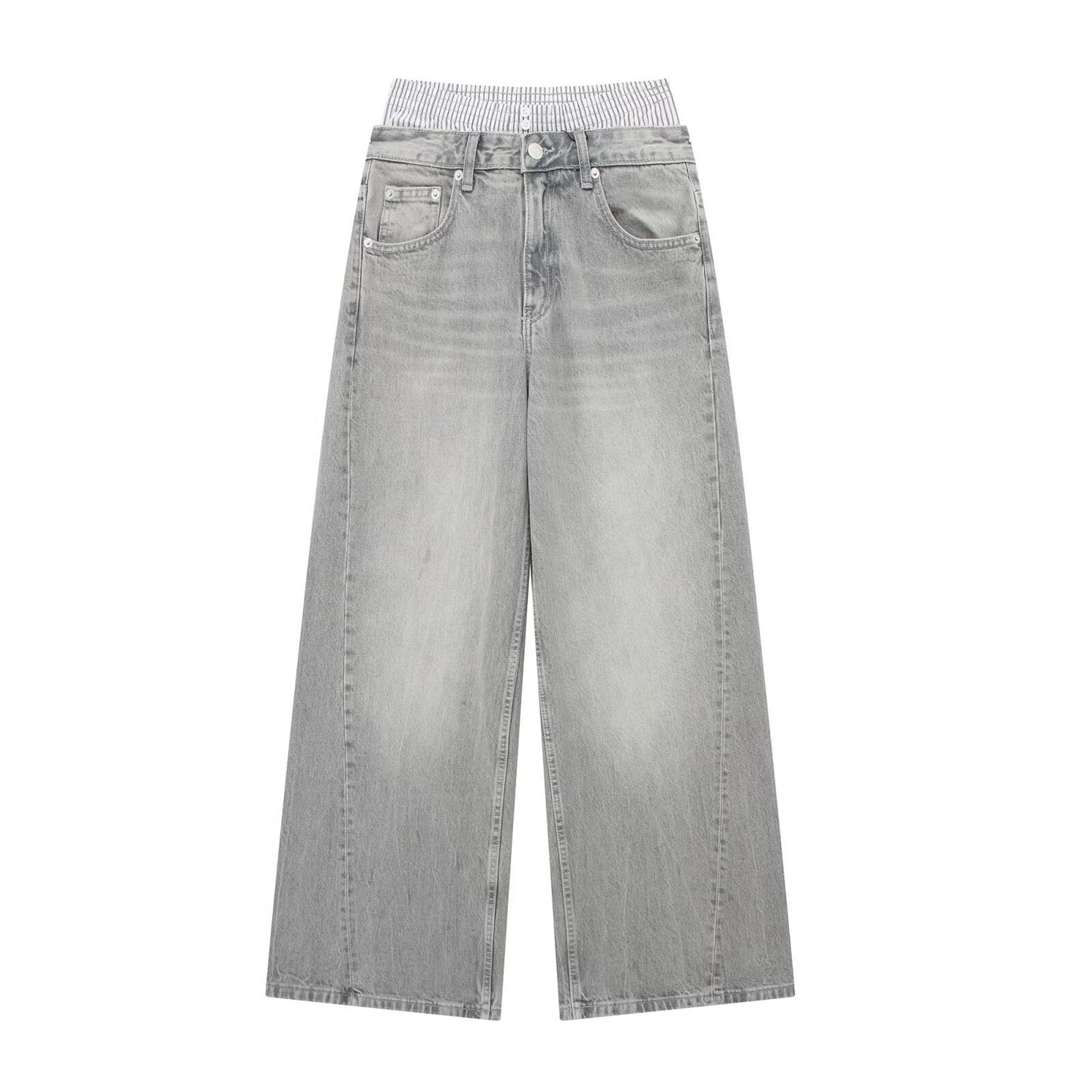 Women's Fashion Low Waist Boxer Briefs Detail Jeans