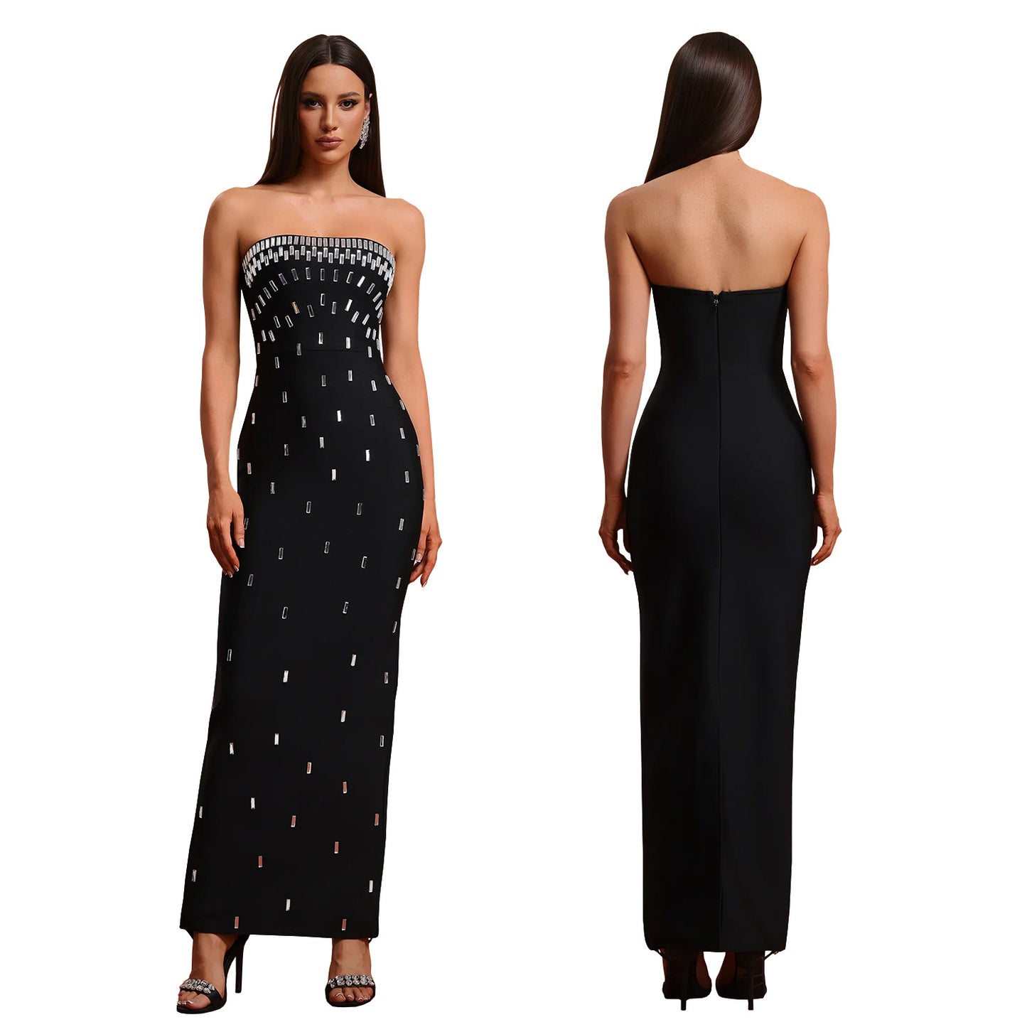Women's Fashion Wear Sexy Tube Hot Drilling Dresses