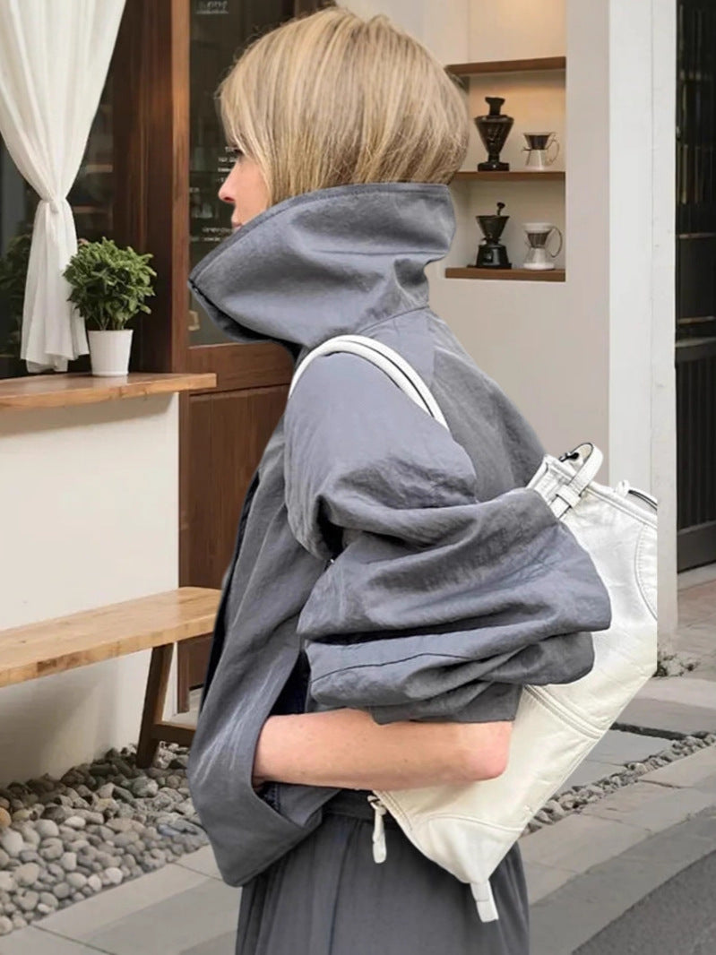 Autumn Outdoor Turtleneck Fashion Gray With Coats