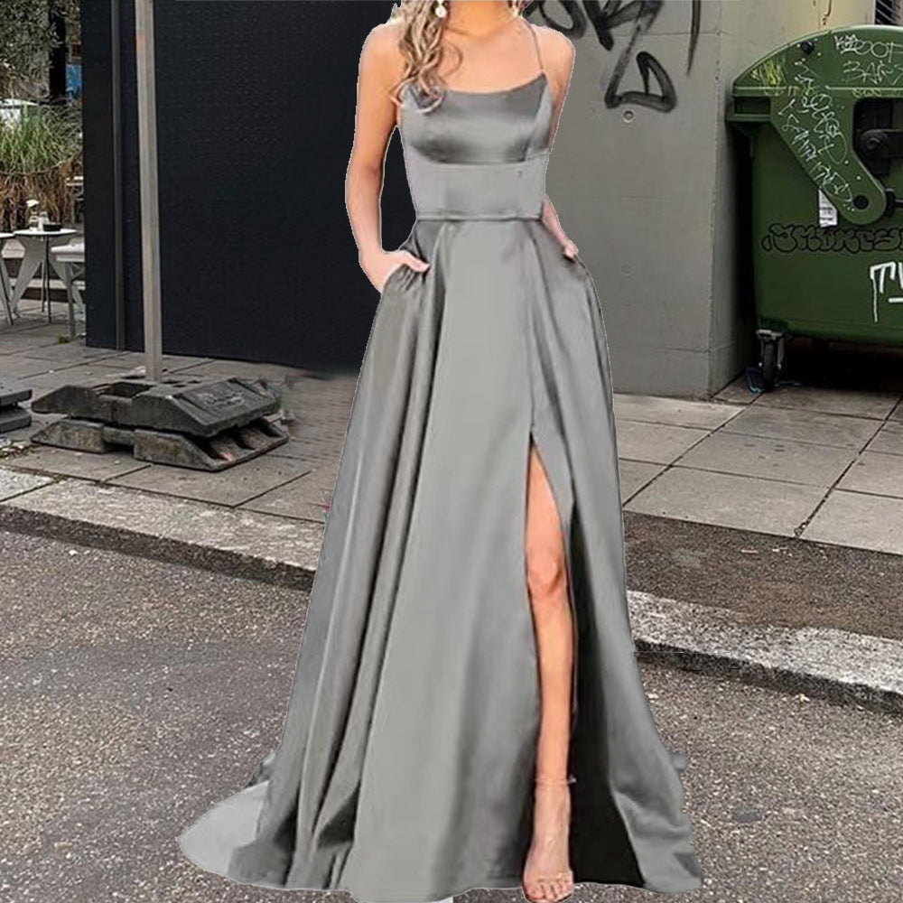 Bridesmaid Dress Long Slimming Shoulder Hollow Girlfriends Evening Dresses
