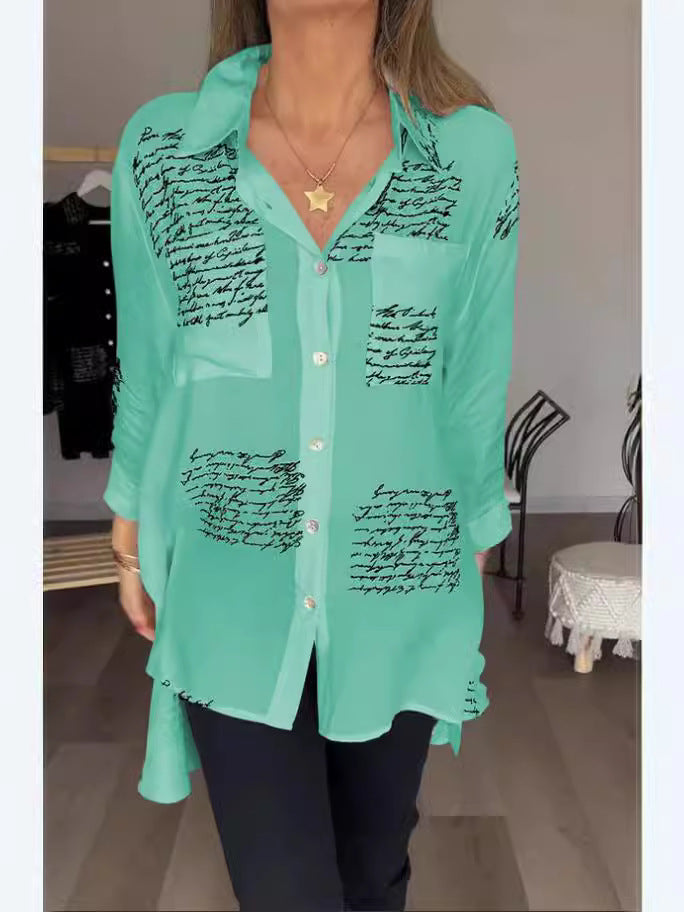 Women's Fashion Printed Loose Sexy Dovetail Shirt Blouses