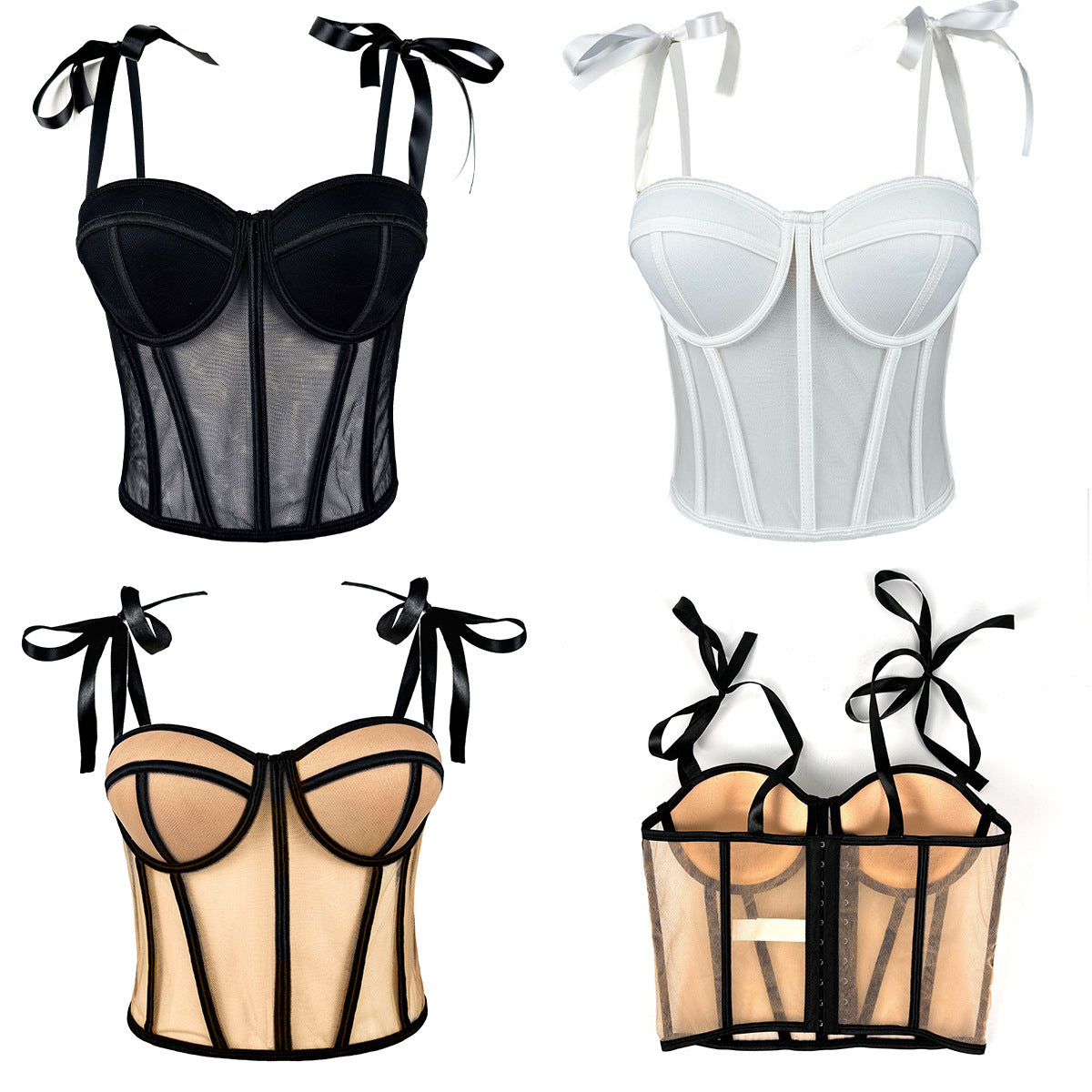Corset Sexy Slim Line Bow Rope Waistband Tops