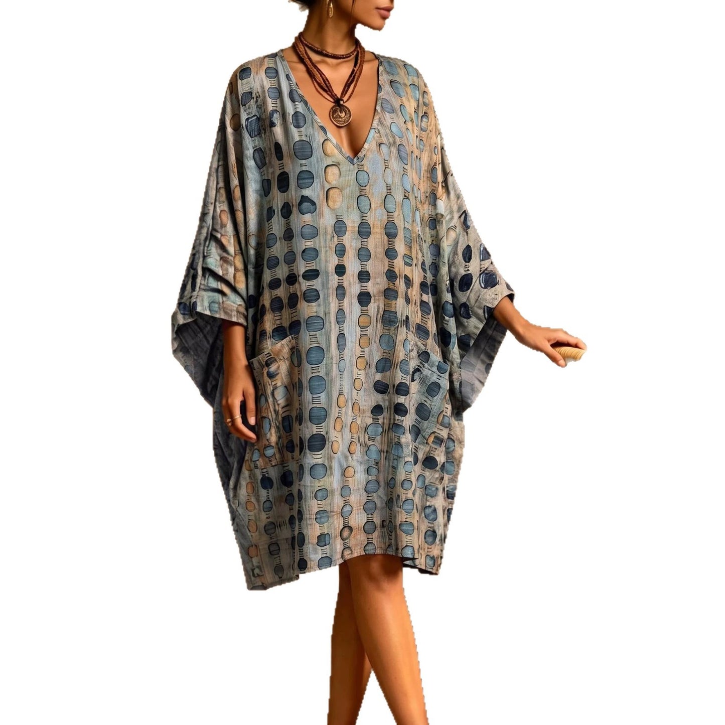 Women's Bohemian Vintage Ethnic Print Casual Sleeve Dress