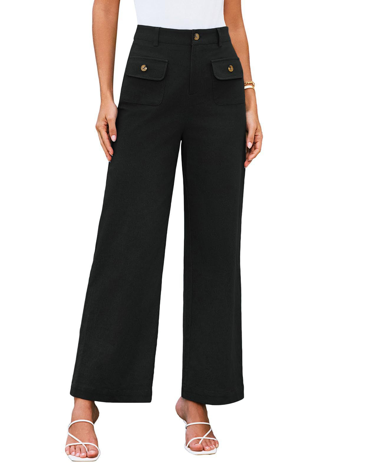 Women's Wide Leg Stretch Trousers Formal Wear Business Pants
