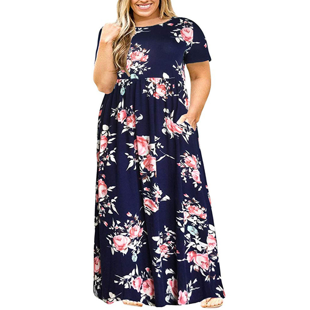 Women's Clothes Sleeve Round Neck Solid Color Dresses
