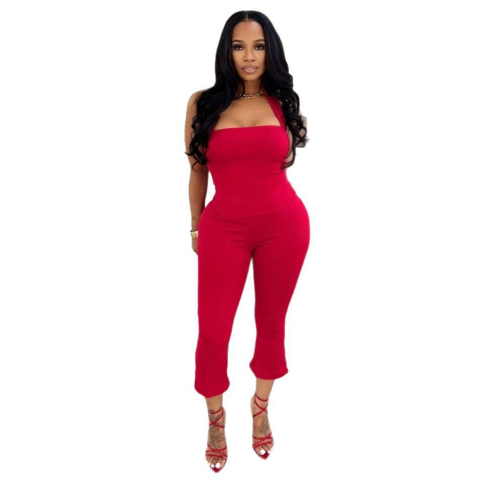 Women's Fashion Wear Backless Camisole Set Suits
